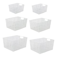Sutton Modern Glam Handmade Wire Metal Nesting Storage Baskets, White (Set of 6)
