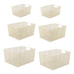 Sutton Glam Handmade Wire Metal Nesting Storage Baskets, Almond (Set of 6)
