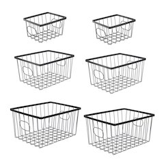 Camden Vintage Handmade Wire Metal Nesting Storage Baskets, Black (Set of 6)