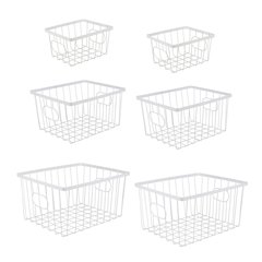 Camden Vintage Handmade Wire Metal Nesting Storage Baskets, White (Set of 6)