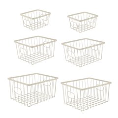 Camden Vintage Handmade Wire Metal Nesting Storage Baskets, Almond (Set of 6)