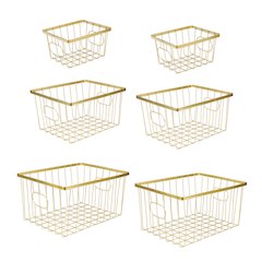 Camden Vintage Handmade Wire Metal Nesting Storage Baskets, Gold (Set of 6)