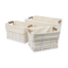 Callan Vintage Handmade Wire Metal Nesting Storage Baskets, White (Set of 3)