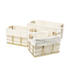 Callan Vintage Handmade Wire Metal Nesting Storage Baskets, Gold (Set of 3)