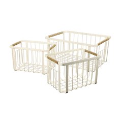 Vintage Farmhouse Handmade Wire Metal Nesting Storage Baskets, Almond (Set of 3)