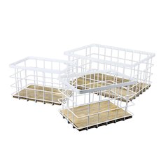 Farmhouse Handmade Wire Metal Nesting Storage Baskets, White/Natural (Set of 3)