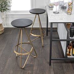 Spiroa 30" Modern Black & Gold Metal Backless Bar Stool
