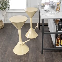 Junmow 29.75" Almond Sculptural Hourglass Iron Backless Bar Stool