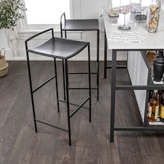 Asike 29.5" Minimalist Black Metal Armless Low-Back Bar Stool