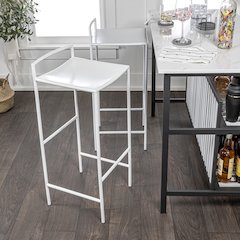Svelte Coastal Contemporary Iron Saddle-Seat Low-Back Bar Stool With Foot Rest