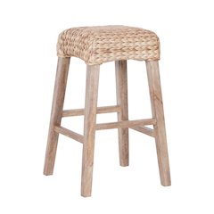 Maui Coastal 30" Woven Water Hyacinth Backless Bar Stool