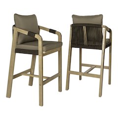 Porto Coastal 26" Light Teak Acacia Wood Outdoor Bar Stools