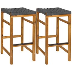Armand Coastal 30" Backless Acacia Wood Indoor/Outdoor Bar Stools