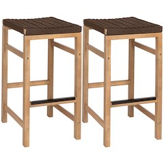 Armand Modern Coastal Backless Acacia Wood Outdoor Bar Stool with Woven Rope