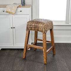 Maui Rustic Bohemian Hyacinth/Wood Backless Counter Stool