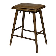 Peroni MidCentury Classic Saddle-Seat Solid Wood/Vegan Leather Backless Counter