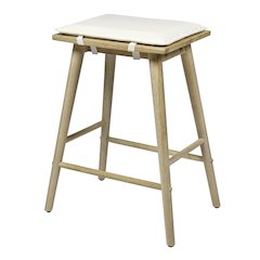Cozaro 26" Cream Vegan Leather & Solid Wood Backless Counter Stool