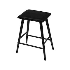 26" MidCentury Saddle-Seat Solid Wood/Vegan Leather Backless Counter Stool,Black