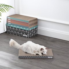 Naomi Modern Cardboard Reversible Cat Scratcher Pad In Box With Catnip
