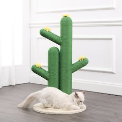 Socorro Modern Jute Double-Cactus Cat Scratching Post With Flower Toys