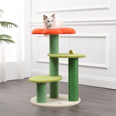 Poppy 3-Tier Modern Jute Flower Cat Tree With Dangling Toy