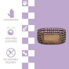 Gigi Modern Bohemian Handwoven Hyacinth Open-Weave Oval Pet Bed