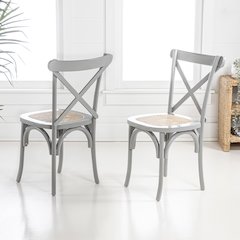 Cassis Classic Traditional X-Back Wood Rattan Dining Chair