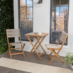 Javea Bohemian 3-Piece Teak Brown Acacia Wood Outdoor Folding Bistro Set with
