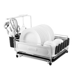 Compact Fingerprint-Proof Stainless Steel Dish Drying Rack