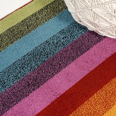 Retro Rainbow Contemporary Stripe Runner Rug