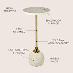 Evelyn Contemporary 26" Cream and Gold Round Drink Table