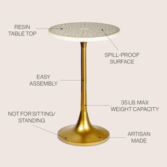 Nysha Modern Bohemian Metal/Resin Inlay Top End Table