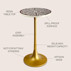 Nysha Modern Bohemian Metal/Resin Inlay Top End Table