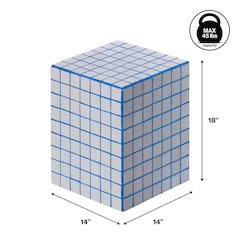 Callista Modern 18" White/Blue Ceramic Tiled Cube Side Table