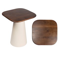 Skye  Modern Rustic Square Wood/Metal Accent Table, Walnut Wood/Warm