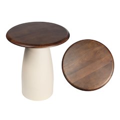 Otto  Modern Rustic Round Wood/Metal Accent Table, Walnut Wood/Warm
