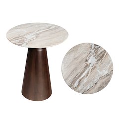 Kaito 18" Modern Round White Marble End Table