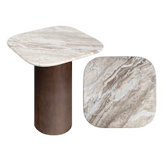 Milos 18" Modern Natural White Marble Square Top End Table
