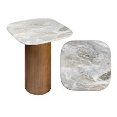 Milos 18" Modern Natural White Marble Square Top End Table