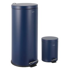 Oscar 8-Gallon Step-Open Trash Can with FREE Mini Trash Can, Denim Blue