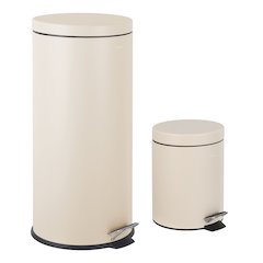 Oscar 8-Gallon Step-Open Trash Can with FREE Mini Trash Can, Limestone Beige