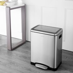 Elmo Rectangular Double Bucket Trash Can With Soft-Close Lid