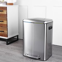 Marco Rectangular Double Bucket Trash Can With Soft-Close Lid