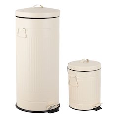 8-Gallon Step Trash Can with Soft-Close Lid and Mini Trash Can, Limestone Beige