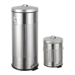 8-Gallon Step Trash Can with Soft-Close Lid and Mini Trash Can, Platinum Silver