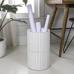 Cecil Modern 4.13-Gallon Faux Wicker Cylinder Waste Basket