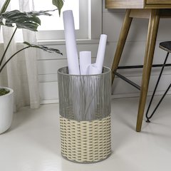 Harper Modern 4.13-Gallon 2-Tone Faux Wicker Cylinder Waste Basket