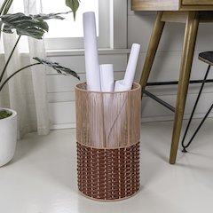 Harper Modern 4.13-Gallon 2-Tone Faux Wicker Cylinder Waste Basket