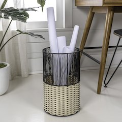 Harper Modern 4.13-Gallon 2-Tone Faux Wicker Cylinder Waste Basket
