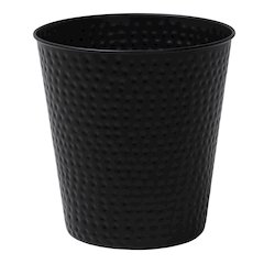 Axel Modern Minimalist Hammered Steel 2-Gallon Wastebasket, Matte Black